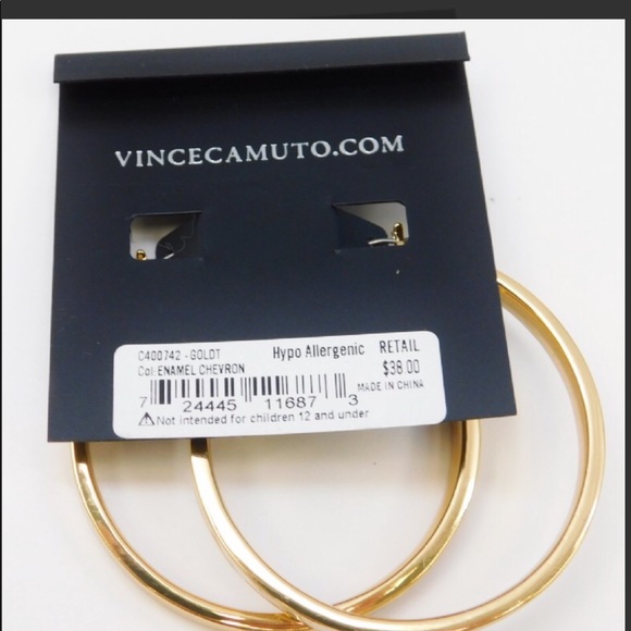 🎄Vince Camuto New, Gold Tone, Hoop Earrings - Picture 2 of 4